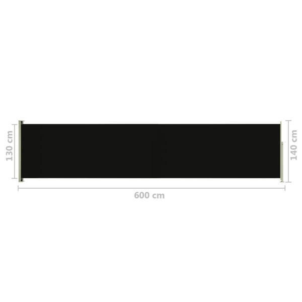 vidaXL Infällbar sidomarkis 140x600 cm svart Svart