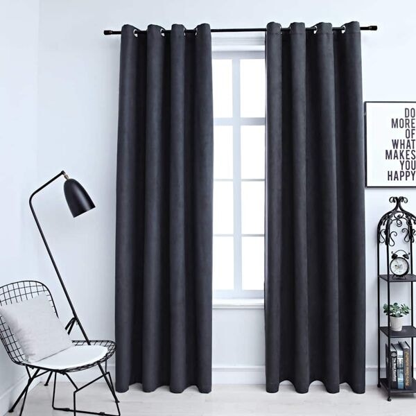 vidaXL Mörkläggningsgardiner med metallringar 2 st antracit 140x225 cm Antracit