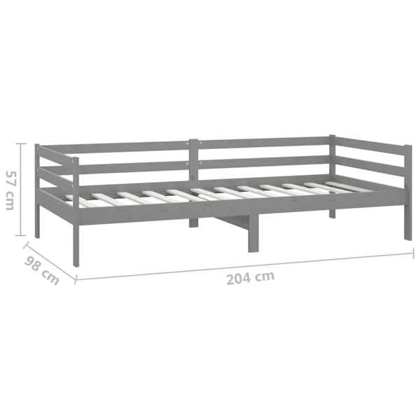 vidaXL Dagbädd grå massiv furu 90x200 cm grå