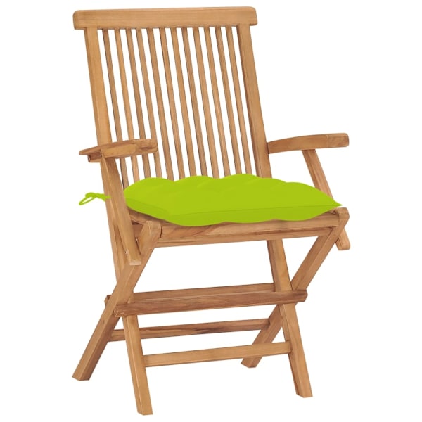 vidaXL Trädgårdsstolar med ljusgröna dynor 8 st massiv teak Grön
