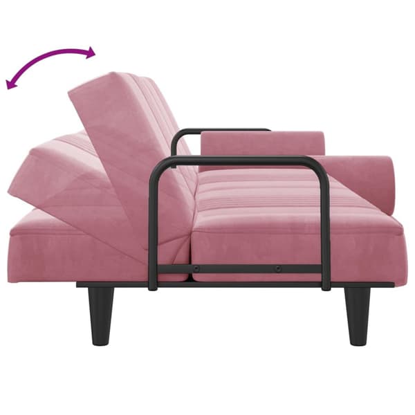 vidaXL Bäddsoffa med armstöd rosa sammet Rosa