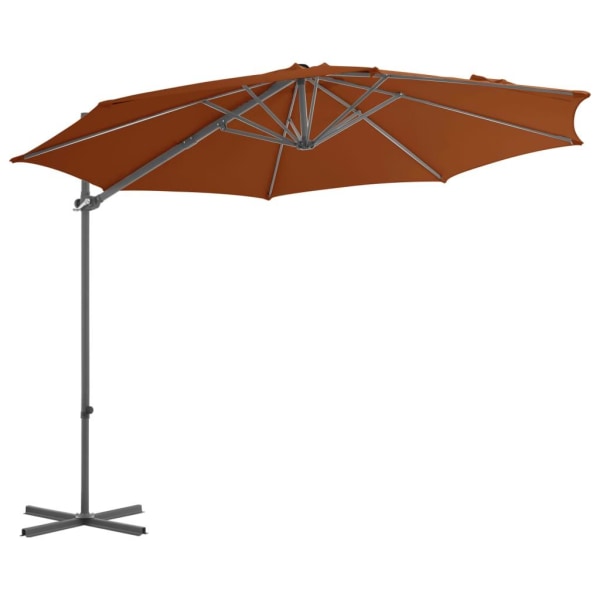 vidaXL Frihängande parasoll med stålstång terrakotta 300 cm Brun