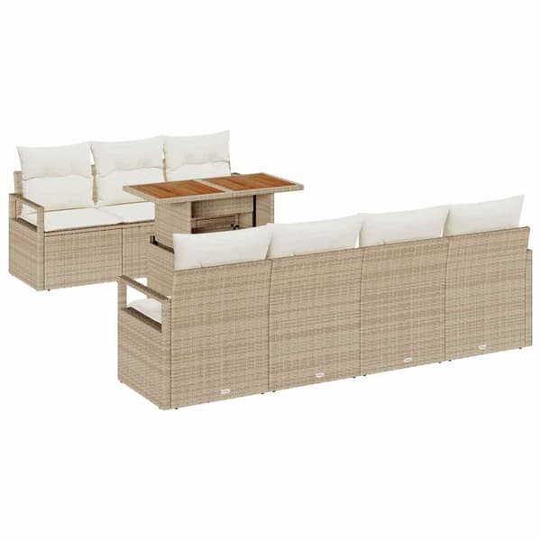 vidaXL Trädgårdsoffset 8 st Beige Poly rattan Beige