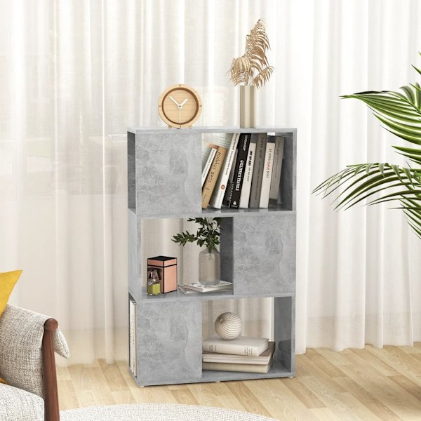 vidaXL Bokhylla/Rumsavdelare betonggrå 60x24x94 cm konstruerat trä grå
