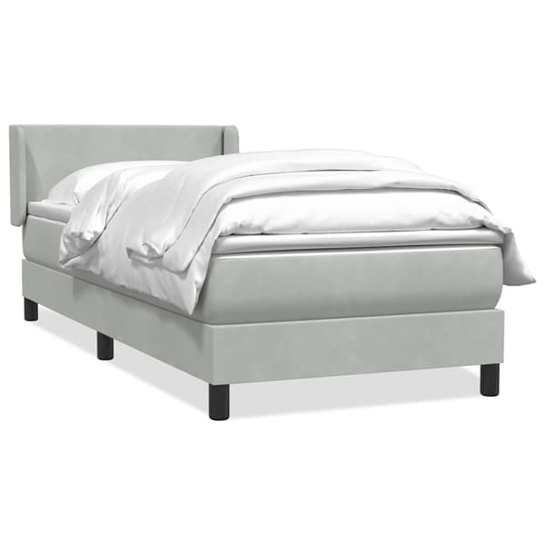 vidaXL Ramsäng med madrass ljusgrå 80x210 cm sammet Grå