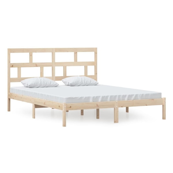 vidaXL Sängram massiv furu 160x200 cm Brun
