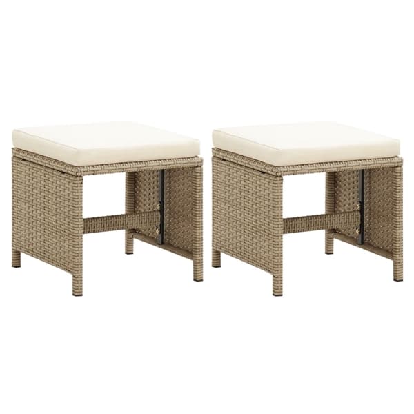 vidaXL Trädgårdsstolar 2 st med dynor konstrotting beige Beige