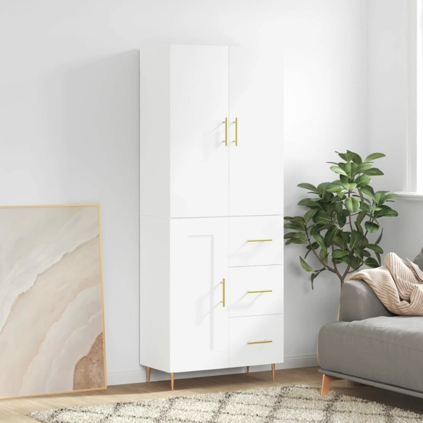 vidaXL Högskåp vit 69,5x34x180 cm konstruerat trä Vit