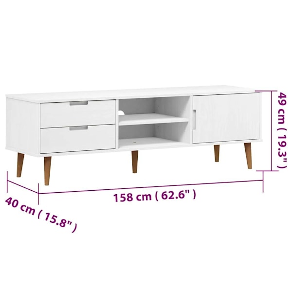 vidaXL Tv-bänk MOLDE vit 158x40x49 cm massiv furu Vit