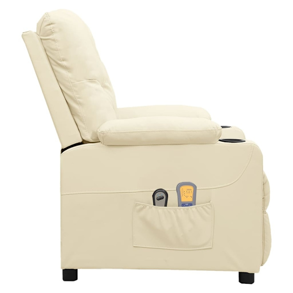vidaXL Elektrisk massagefåtölj gräddvit konstläder Kräm