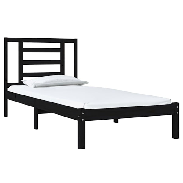 vidaXL Sängram svart massiv furu 90x200 cm Svart