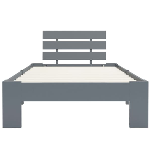 vidaXL Sängram grå massiv furu 100x200 cm grå