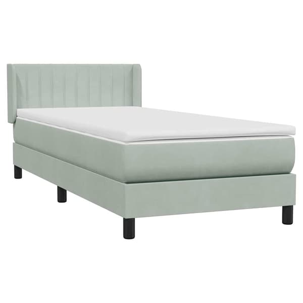 vidaXL Resårsäng med madrass ljusgrå 90x220 cm sammet Grå
