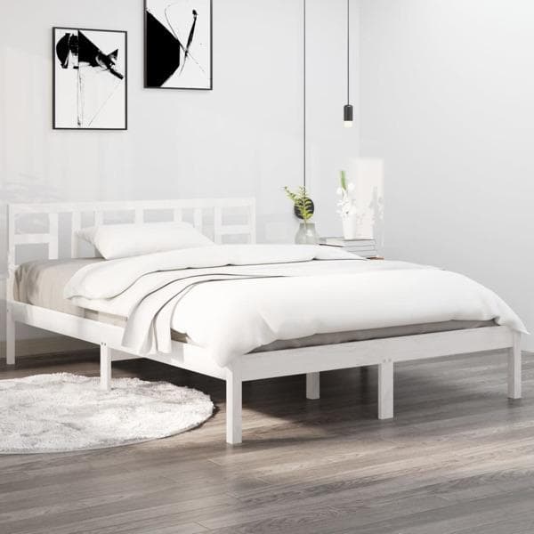 vidaXL Sängram vit massivt trä 180x200 cm Vit