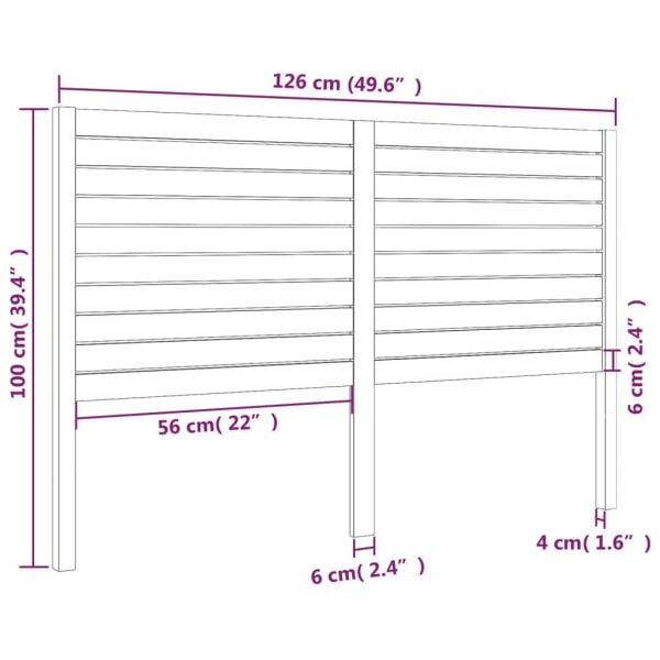 vidaXL Sänggavel 126x4x100 cm massiv furu Brun