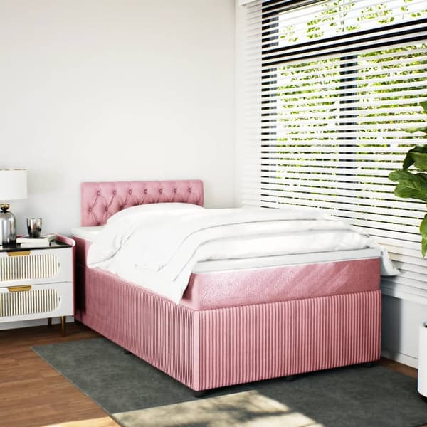 vidaXL Ramsäng med madrass rosa 120x190 cm sammet Rosa