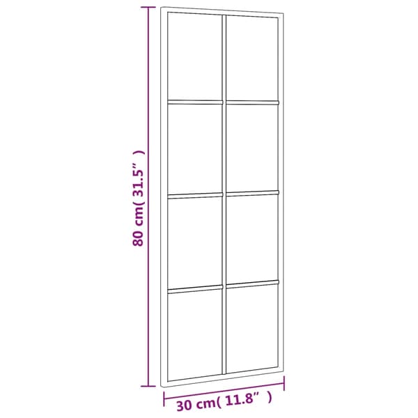 vidaXL Väggspegel svart 30x80 cm rektangulär järn art