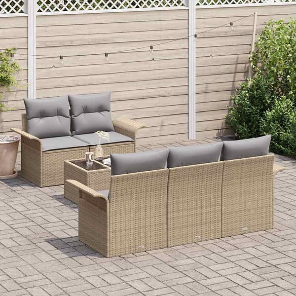 vidaXL Trädgårdsoffset 6 st 5-Antal sittplatser Beige och Grå Beige