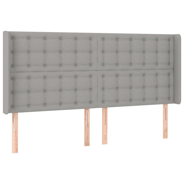 vidaXL Sänggavel med kanter ljusgrå 183x16x118/128 cm tyg Grå