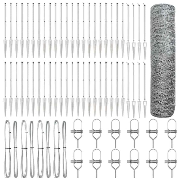 vidaXL Utomhus hexagonal stängsel med stolpe 100 x 0,5 m Silver Mesh Silver
