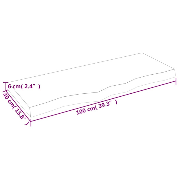 vidaXL Bordsskiva 100x40x(2-6) cm obehandlad massiv ek Brun