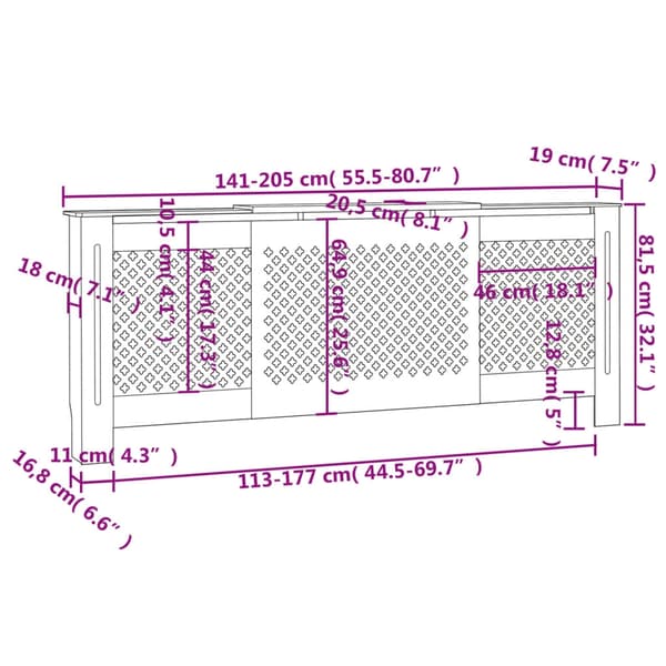 vidaXL Elementskydd MDF svart 205 cm Svart