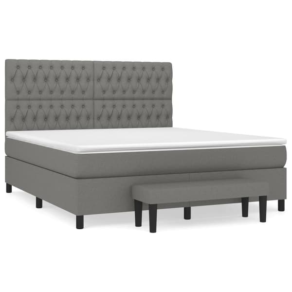 vidaXL Ramsäng med madrass mörkgrå 180x200 cm tyg Grå