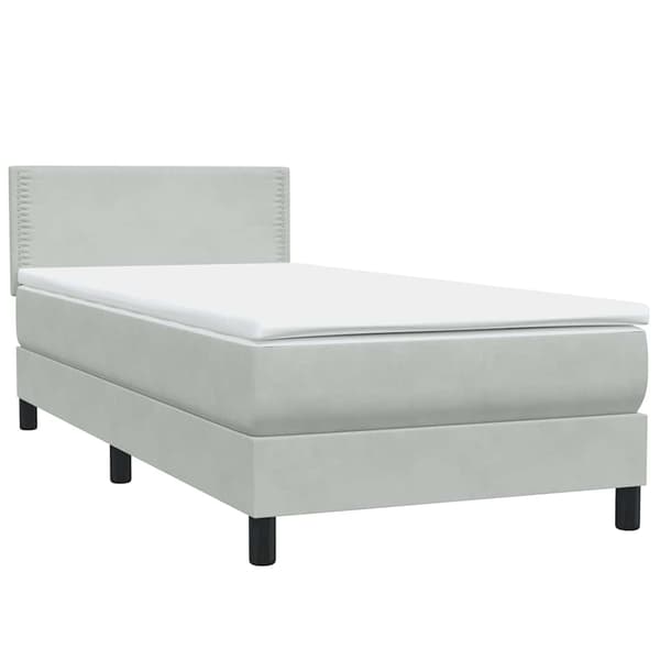 vidaXL Ramsäng med madrass ljusgrå 90x210 cm sammet Grå