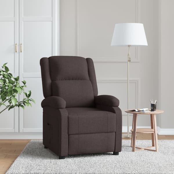 vidaXL Reclinerfåtölj mörkbrun tyg Brun