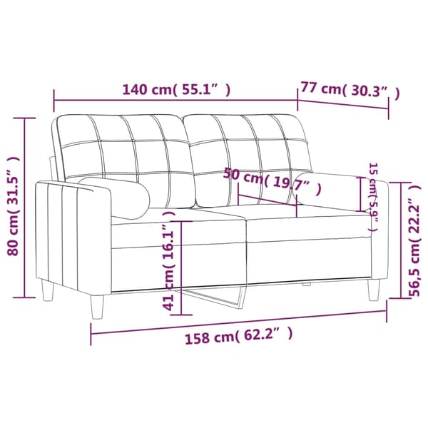 vidaXL 2-sits soffa med prydnadskuddar brun 140 cm tyg Brun