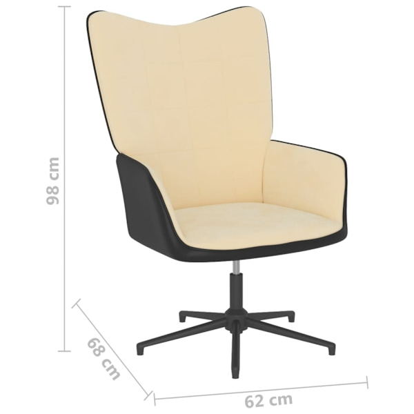 vidaXL Vilstol gräddvit sammet och PVC Creme