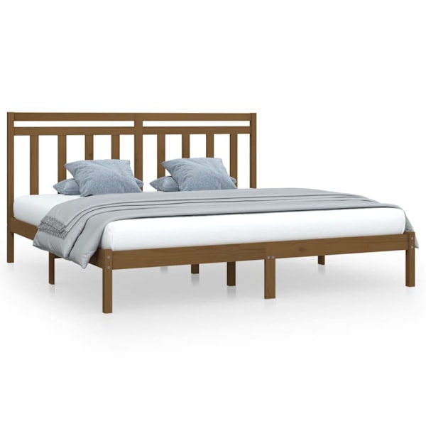 vidaXL Sängram honungsbrun massivt trä 200x200 cm Brun