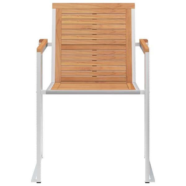 vidaXL Trädgårdsstolar 2 st med dynor massiv teak och stål grå