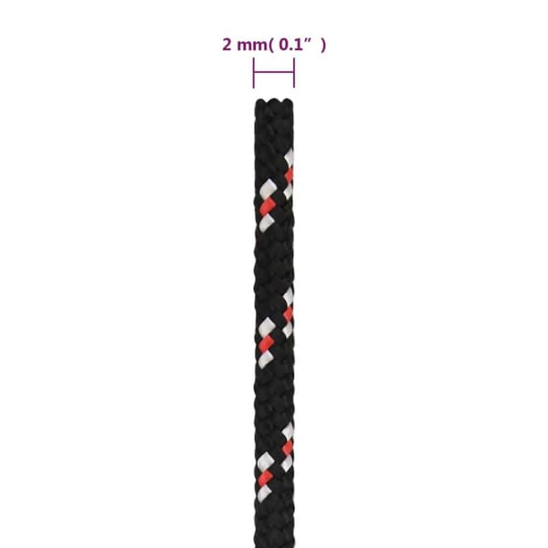 vidaXL Båtlina svart 2 mm 25 m polypropen