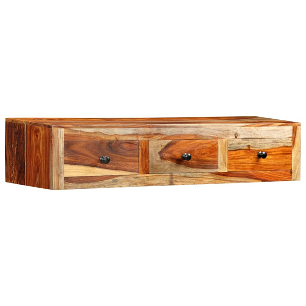 vidaXL Väggmonterat avlastningsbord 100x25x20 cm massivt sheshamträ Brun