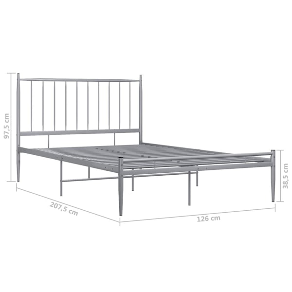 vidaXL Sängram grå metall 120x200 cm grå