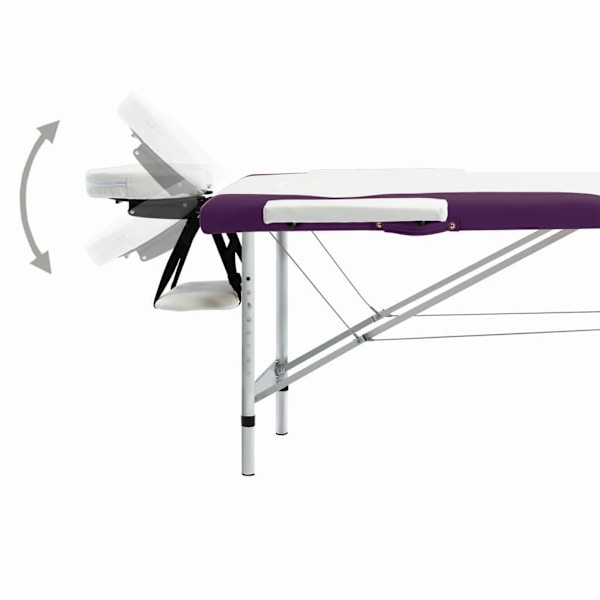 vidaXL Hopfällbar massagebänk 2 sektioner aluminium vit och lila Vit