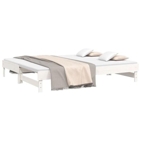 vidaXL Utdragbar dagbädd vit 2x(80x200) cm massiv furu Vit