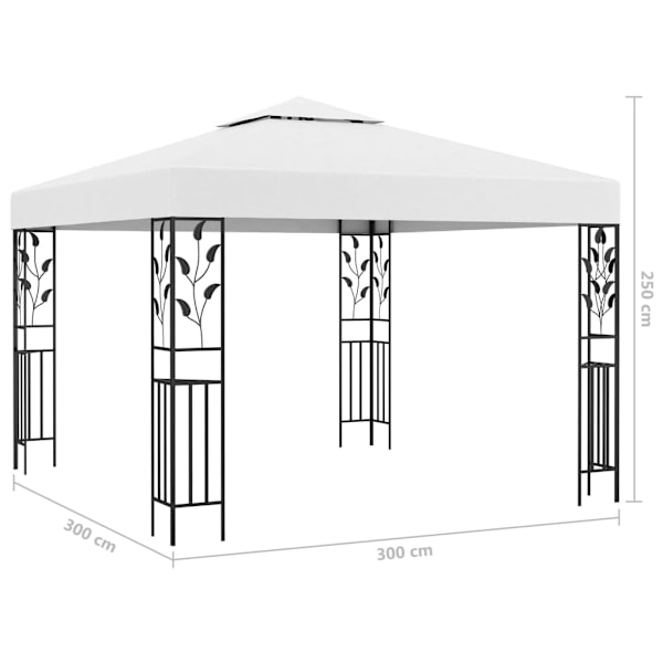 vidaXL Paviljong med ljusslinga LED 3x3 m vit Vit