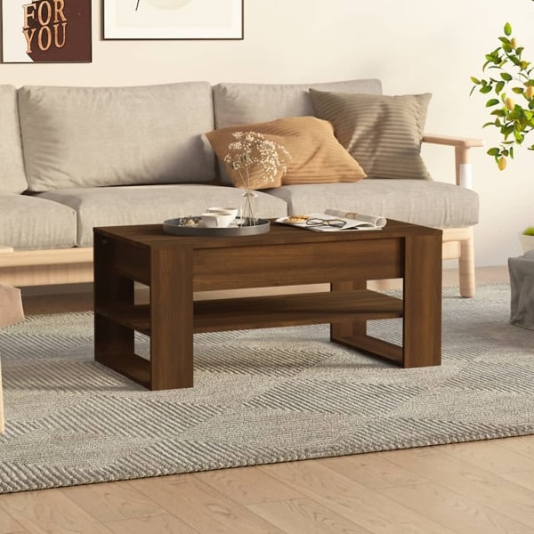 vidaXL Soffbord brun ek 102x55x45 cm konstruerat trä Brun