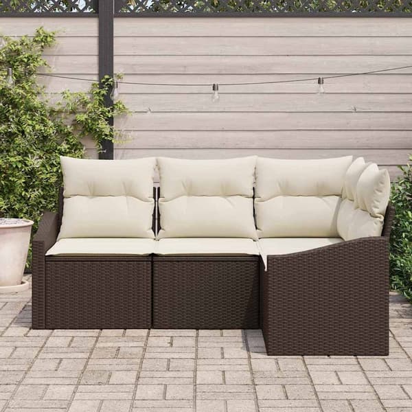 vidaXL Soffset med kudde 4 pcs Brun konstrotting Brun