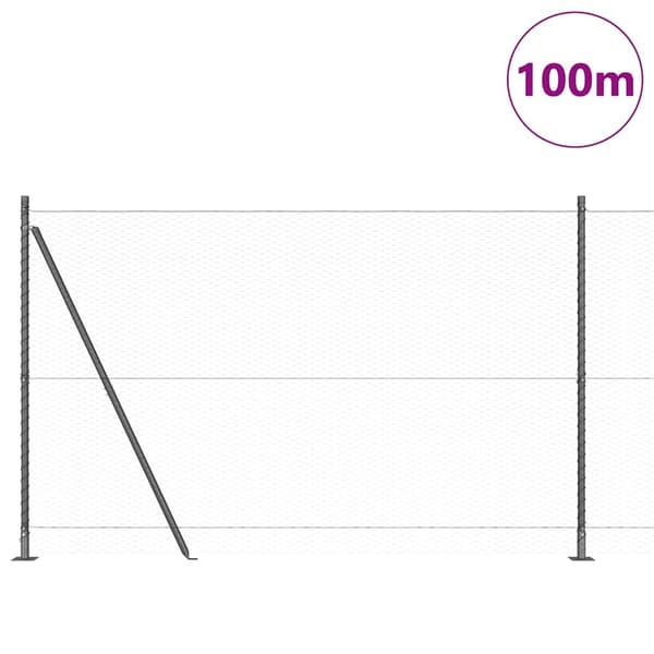 vidaXL Hexagonal stängsel med betongfundament 100 x 1,6 m Grå Mesh Grå
