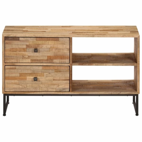 vidaXL TV-bänk massiv återvunnen teak 90x30x55 cm Brun