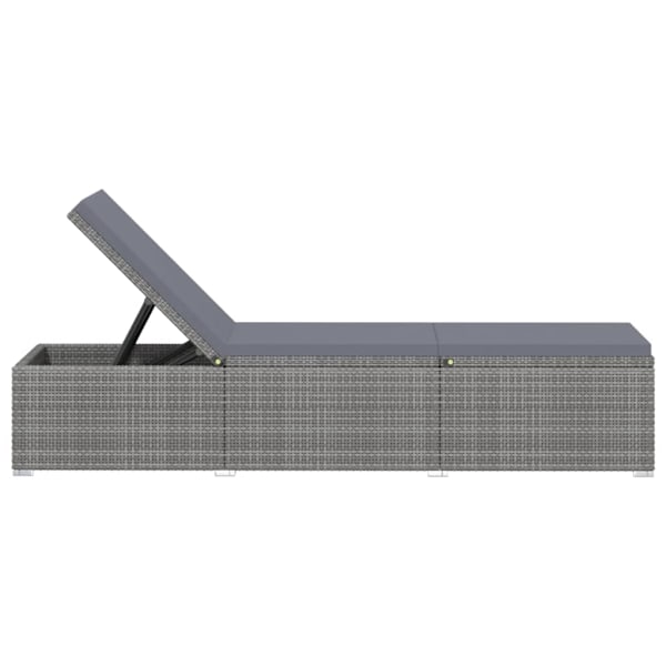 vidaXL Solsäng med dyna & bord konstrotting grå grå