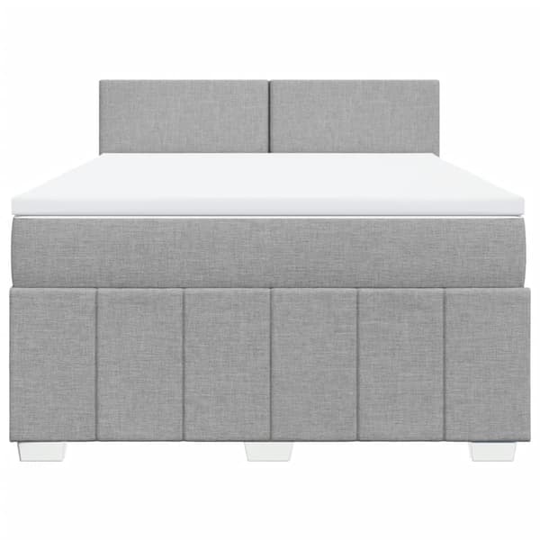 vidaXL Ramsäng med madrass ljusgrå 140x190 cm tyg Grå