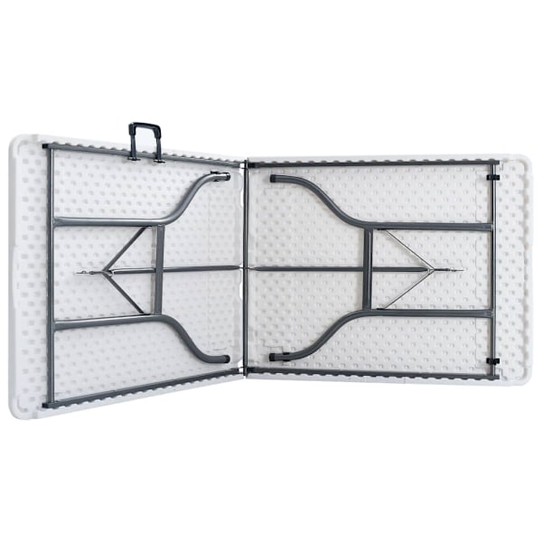 vidaXL Hopfällbart trädgårdsbord med 2 bänkar 180 cm stål och HDPE vit Vit