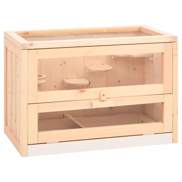 vidaXL Hamsterbur 60x35,5x42 cm massivt granträ Brun
