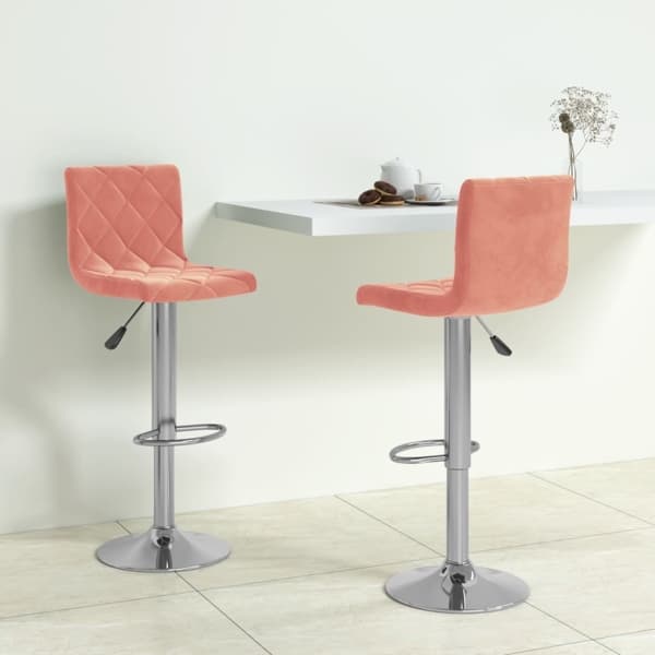 vidaXL Barstolar 2 st rosa sammet Rosa