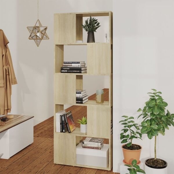 vidaXL Bokhylla Rumsavdelare sonoma-ek 60x24x155 cm Brun