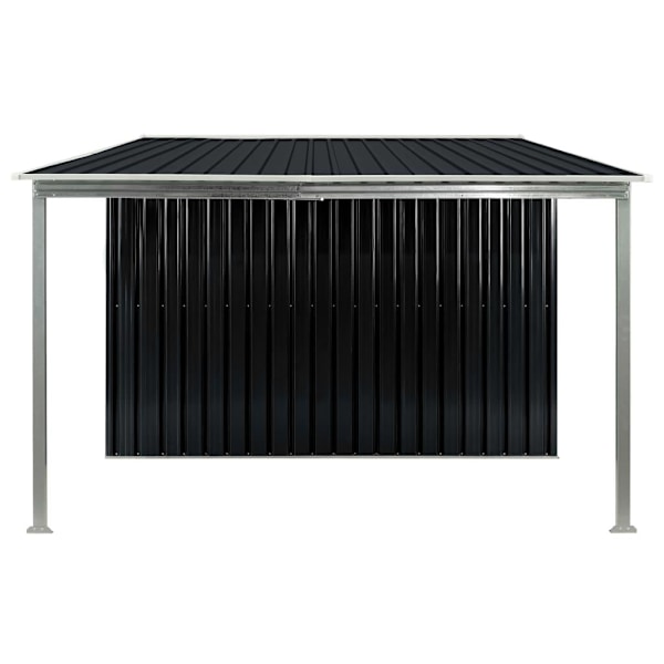 vidaXL Trädgårdsbod med skjutdörrar antracit 386x205x178 cm stål grå